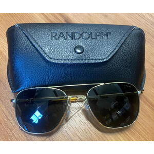 RANDOLPH Aviator 23Kt gold  AF056 Unisex Sunglasses Randolph 140mm American Gray